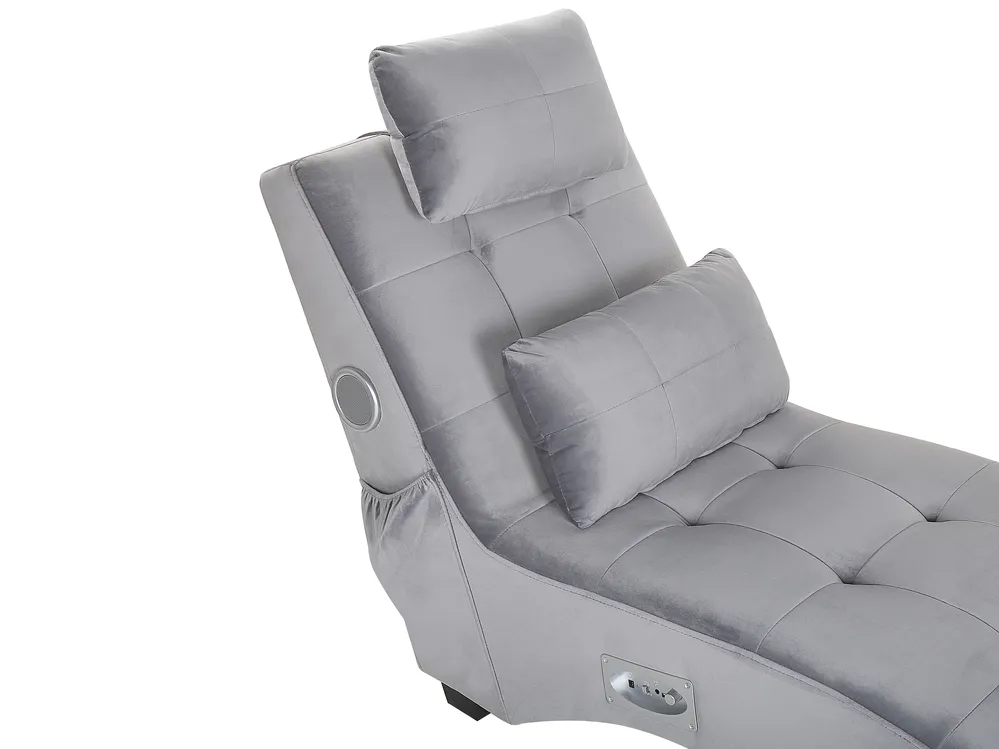 Chaiselongue SIMORRE mit Bluetooth-Lautsprecher Samtstoff Grau_794360