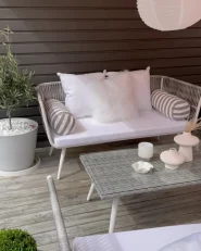 Lounge Set mit Tisch 4-Sitzer RAGUSA Polyrattan Cremeweiß_980018