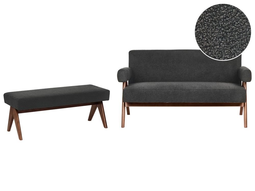 Living Room Set TAMRE Boucle Black/ Dark Brown
