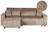 Eckschlafsofa 3-Sitzer ABACKA mit Stauraum Cord Hellbraun rechtsseitig