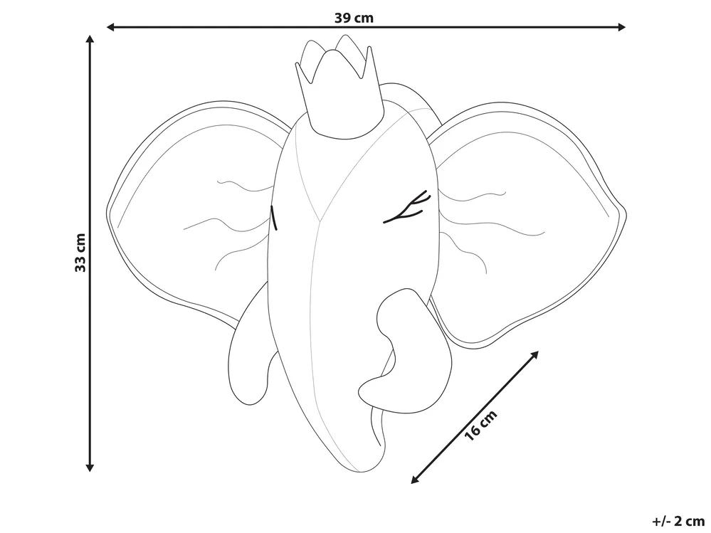 Wanddekoration für Kinder Elefant TANTOR Baumwolle 33 cm Grau_848324