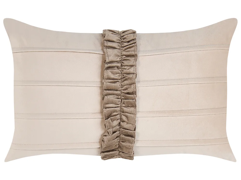 Dekokissen 2er Set BELLE 30 x 50 cm Samtstoff Hellbeige Ohne Muster_1168720