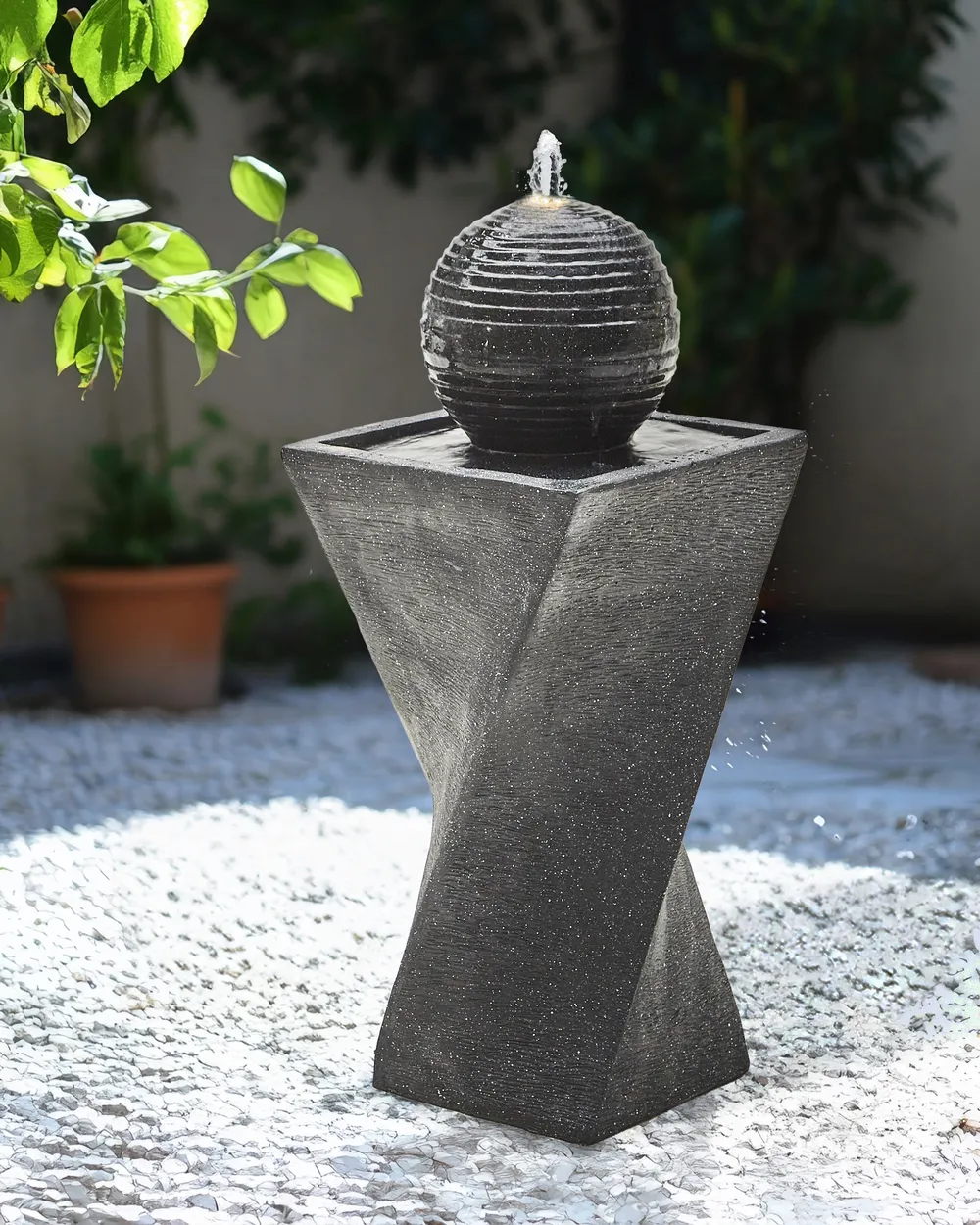 Gartenbrunnen LED ACQUACHETA Graphitgrau