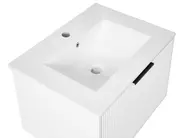 Wandmontierter Waschbeckenunterschrank mit Waschbecken mit schwarzem Griff TILCARA Weiß_1005978