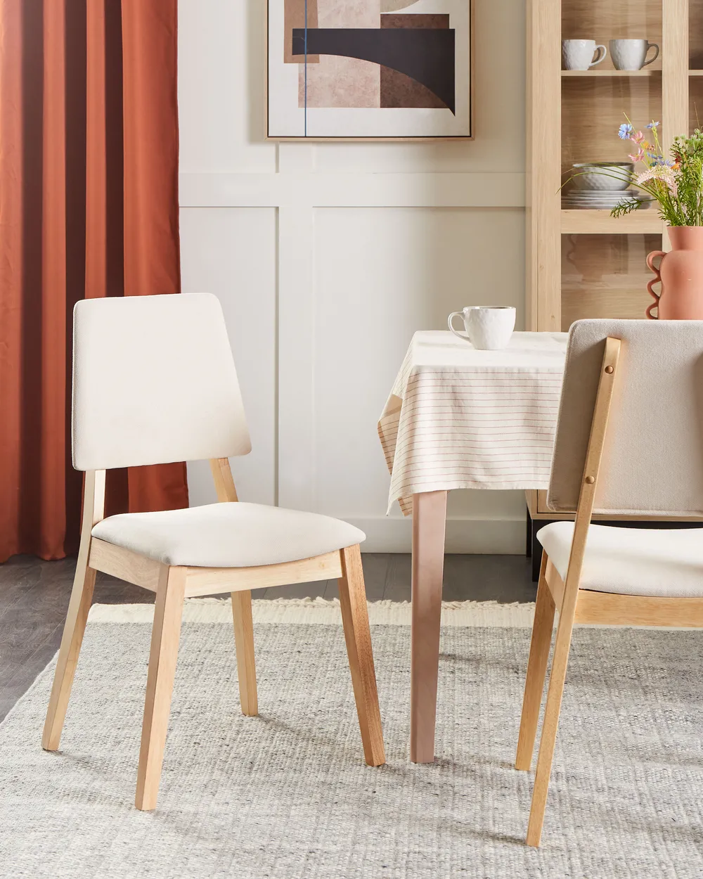 Esszimmerstuhl 2er Set MERRILL Holz Hellbeige