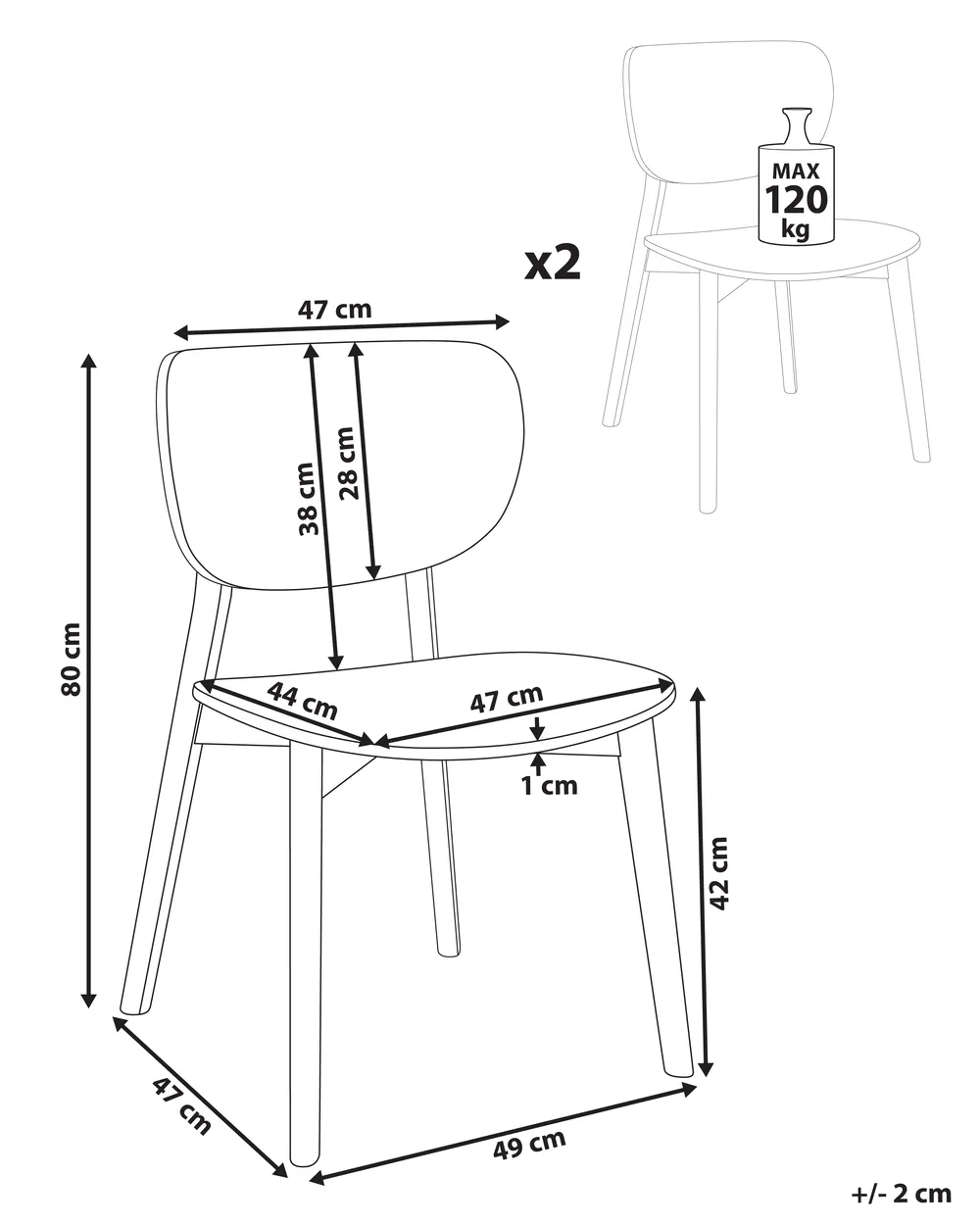 Esszimmerstuhl 2er Set OVERLY Holz Helle Esche_945435