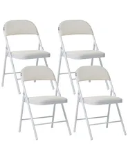 Set of 4 Folding Chairs SHASTA Metal White_1039671
