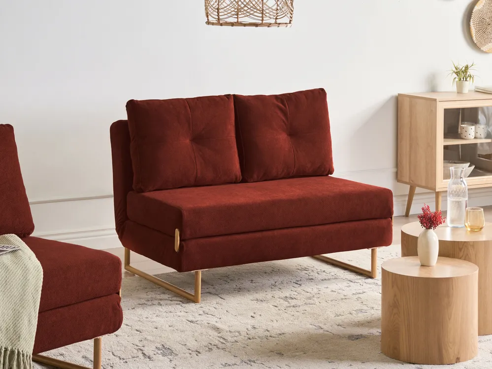 Living Room Set 6 Seater JERSLEV Fabric Red_1013514