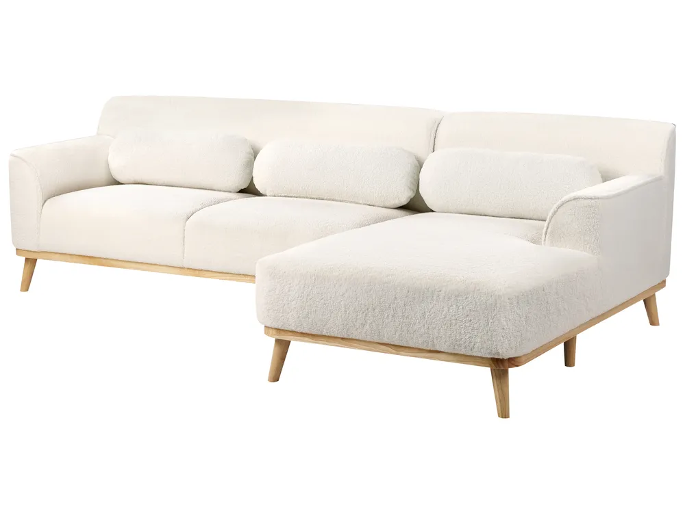 Ecksofa 3-Sitzer SIMOS Bouclé Weiß linksseitig_927950