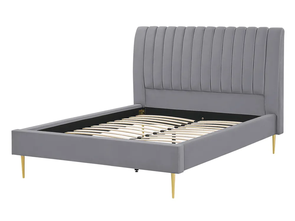 Bett mit Lattenrost Samtstoff MARVILLE 140 x 200 cm Grau_835926