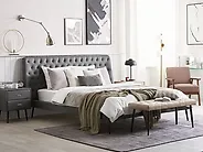 Bett mit Lattenrost Kunstleder ESSONNE 160 x 200 cm Grau_1178593