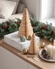 Dekofiguren 2er Set SKJOMA 15/20 cm Weihnachtsbaum Beige_1115189
