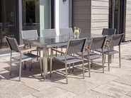Garden Dining Set 8 Seater GROSSETO Triple Plate Granite Polished Grey_378069