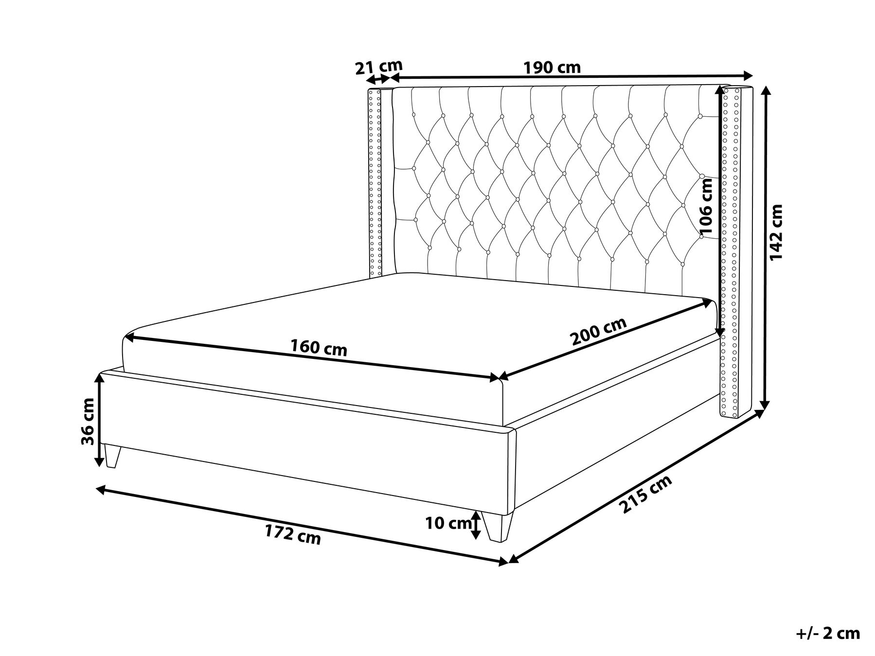 Bed Velvet LUBBON 160 x 200 cm (EU King Size) Grey_734236