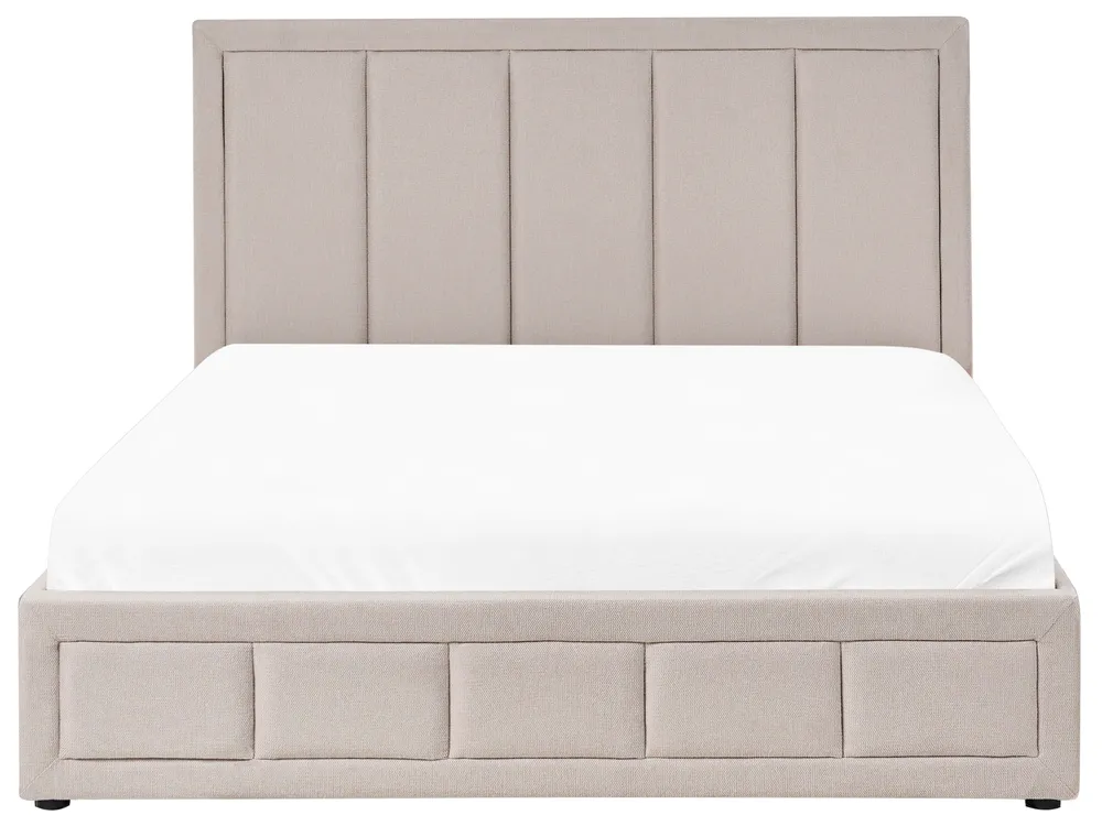 Bett mit Stauraum QUIBERON Stoff Beige 160 x 200 cm_1023351