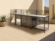 Outdoor-Küche 4er Set mit Spüle MIRADOR Grau Polyrattan_1025787