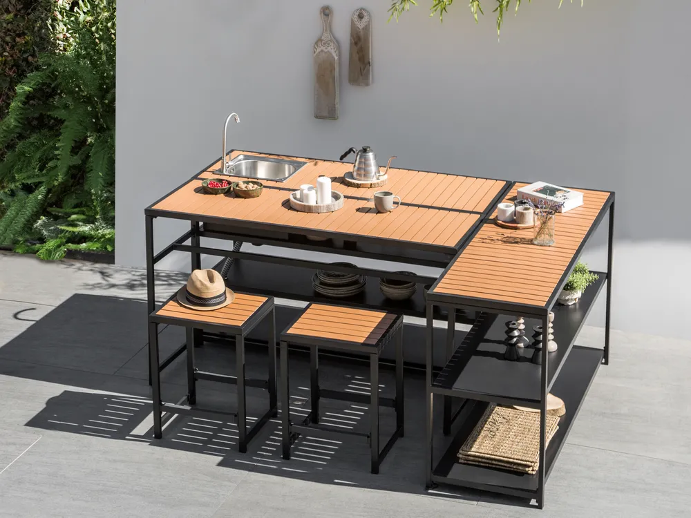 Outdoor-Kücheninsel AVETRANA Schwarz Metall