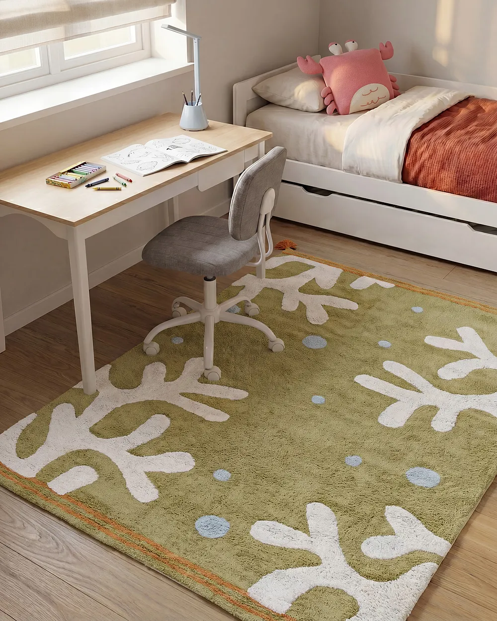 Kindervloerkleed JAJPUR  Groen 140 x 200 cm Katoen