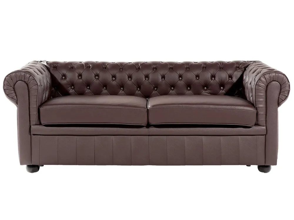 Living Room Set 4 Seater CHESTERFIELD Leather Brown_769448