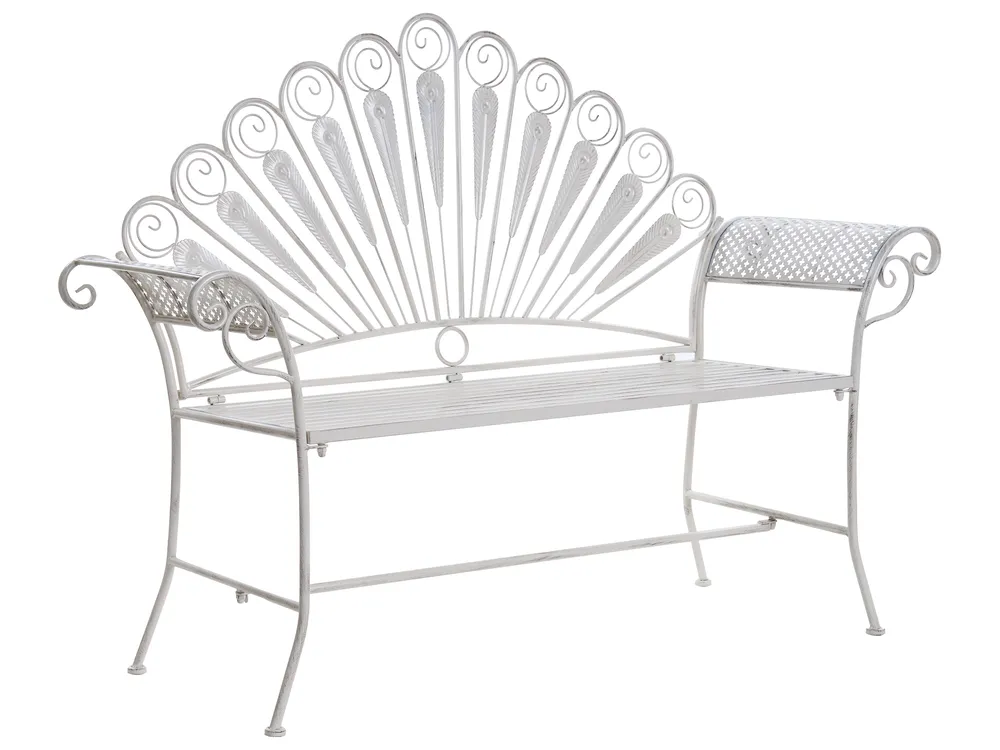 Bistro-Set mit Bank PAVIA Metall Cremeweiß_1046363