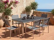 Gartenmöbel Set 6-Sitzer GROSSETO Granit geflammt Schwarz / Grau_1105569
