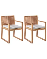 Set mit 2 Stühlen und Sitzkissen SASSARI PREMIUM zertifiziertes Akazienholz Hellgrau_991252