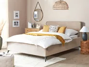 Bett mit Lattenrost Samtstoff VALOGNES 160 x 200 cm Taupe_876687