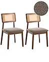 Esszimmerstuhl 2er Set EMBAR Holz Braun / Taupe