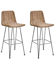 Set mit 2 Barstühlen CASSITA Rattan Braun_1018414
