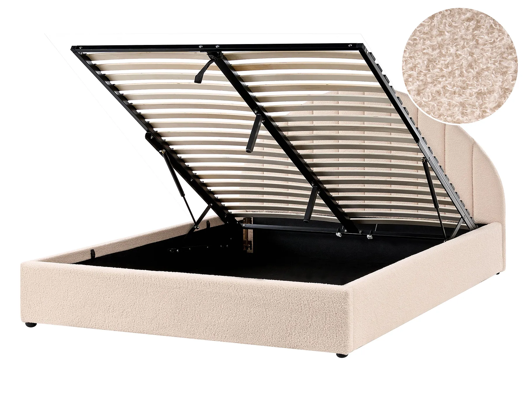 Ottoman Bed CHADENET Boucle Light Beige 140 x 200 cm (EU Double)_1151055