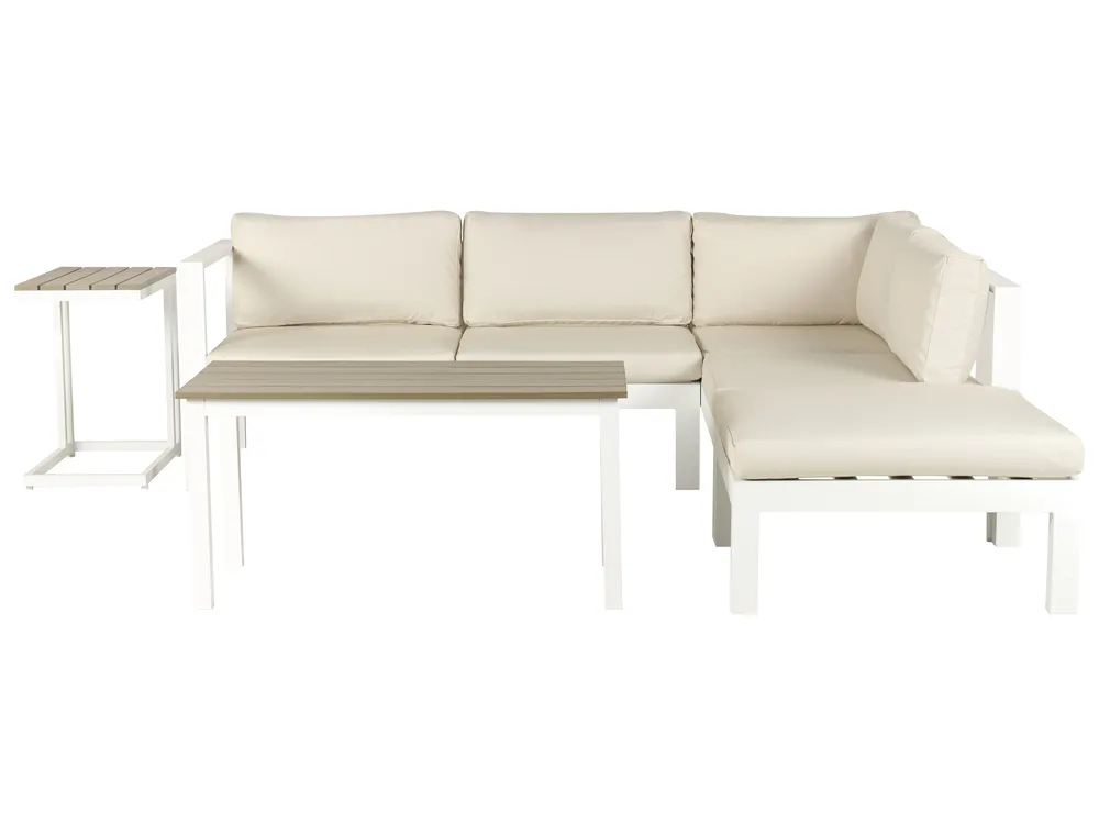 Garten Ecksofa mit Tisch 5-Sitzer MESSINA Metall Beige linksseitig