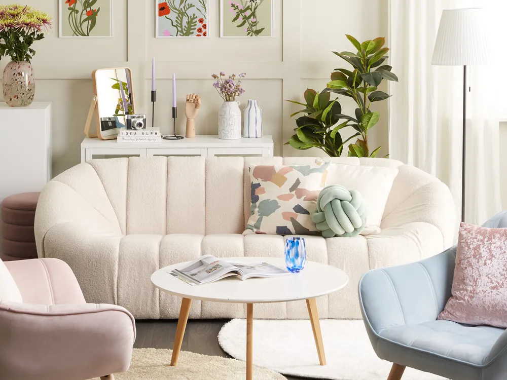 Sofa 3 Seater LOMMA Boucle White_837476
