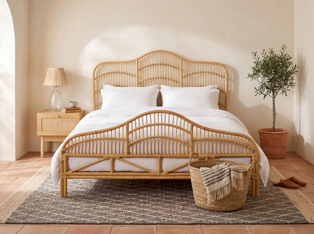 Bett mit Lattenrost Rattan DOMEYROT 180 x 200 cm Hellbraun