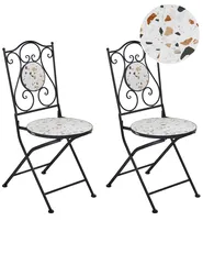 Gartenstuhl 2er Set ARTENA klappbar Metall Terrazzo Optik Schwarz_1021660