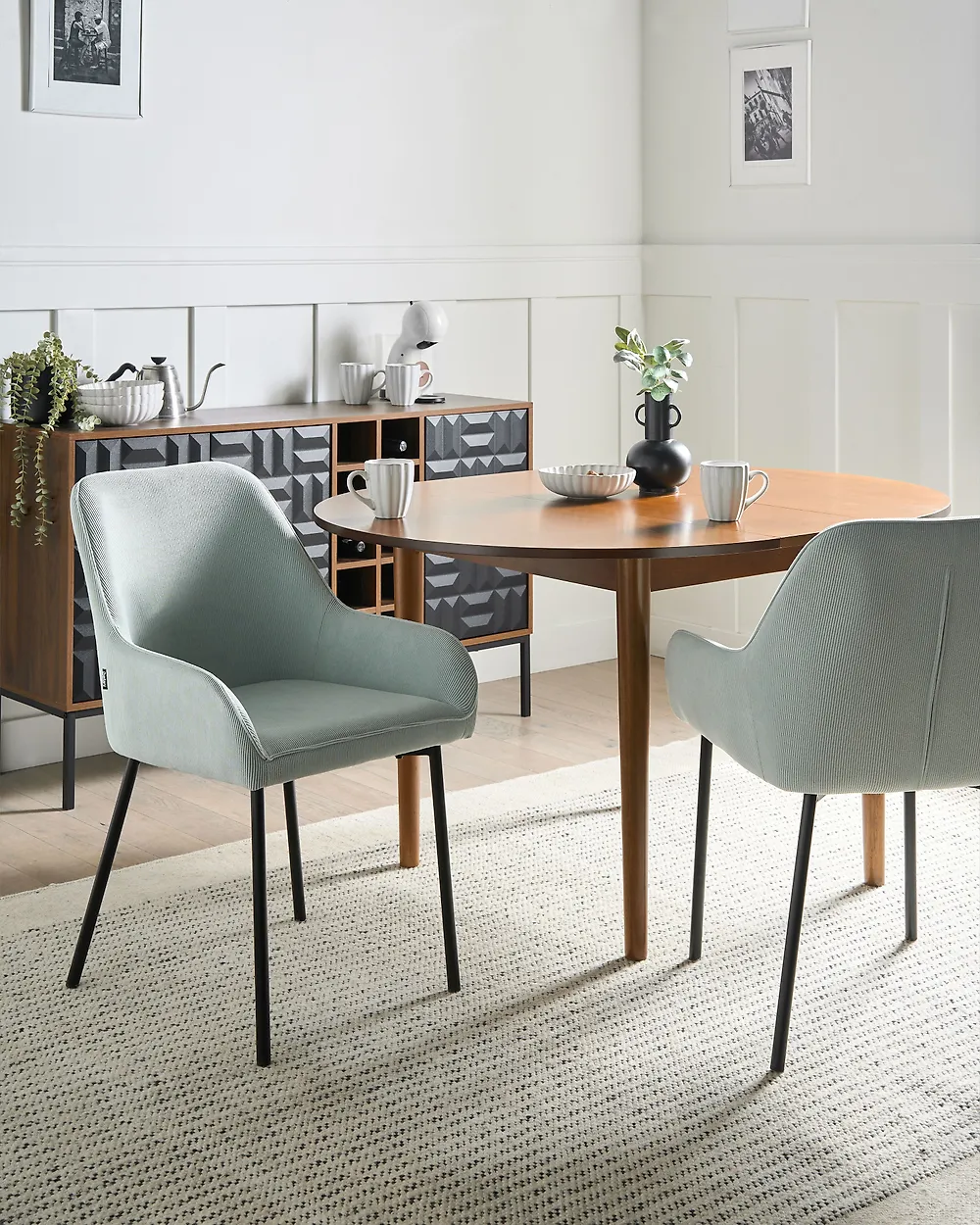 Set of 2 Dining Chairs LOVERNA Corduroy Mint Green_1177898