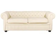 Sofa 3 Seater CHESTERFIELD Leather Light Beige_539564