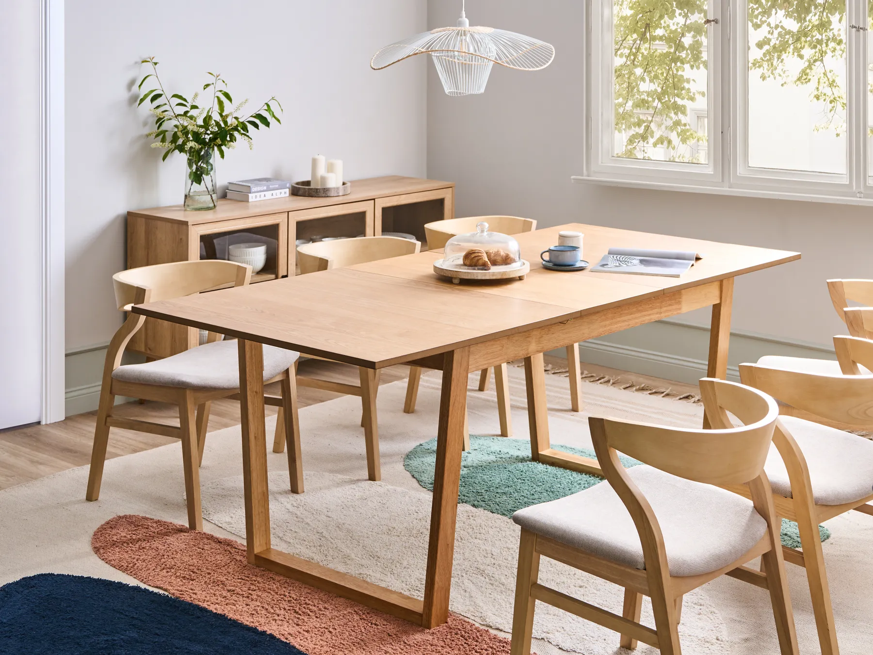 Ausziehbarer Esstisch CAMDEN Helle Esche 160/200 cm 95 cm_992722