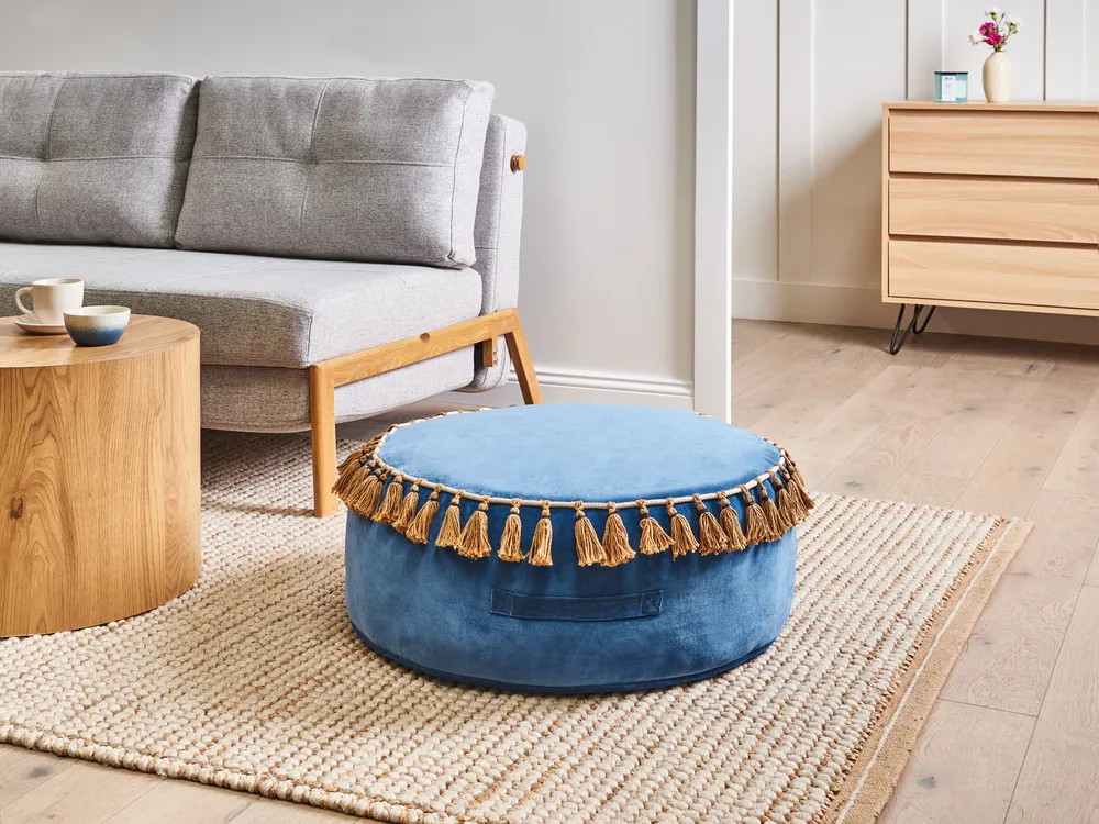 Pouf GOTHA Samtstoff Blau_1036384