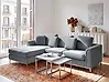 Ecksofa OSLO Samtstoff Grau rechtsseitig