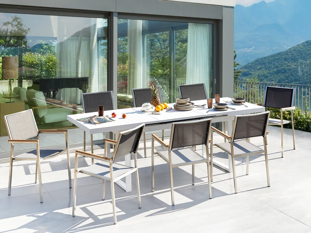 Gartenmöbel Set 8-Sitzer VALCANETTO/GROSSETO Metall Grau / Weiß