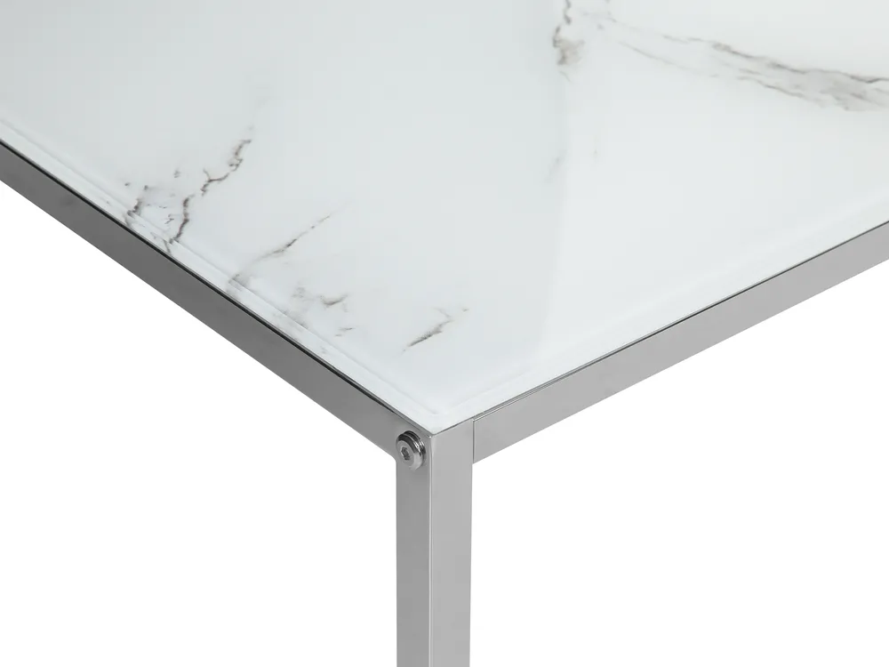 Set of 2 Coffee Tables BREA Tempered Glass White Marble_757562