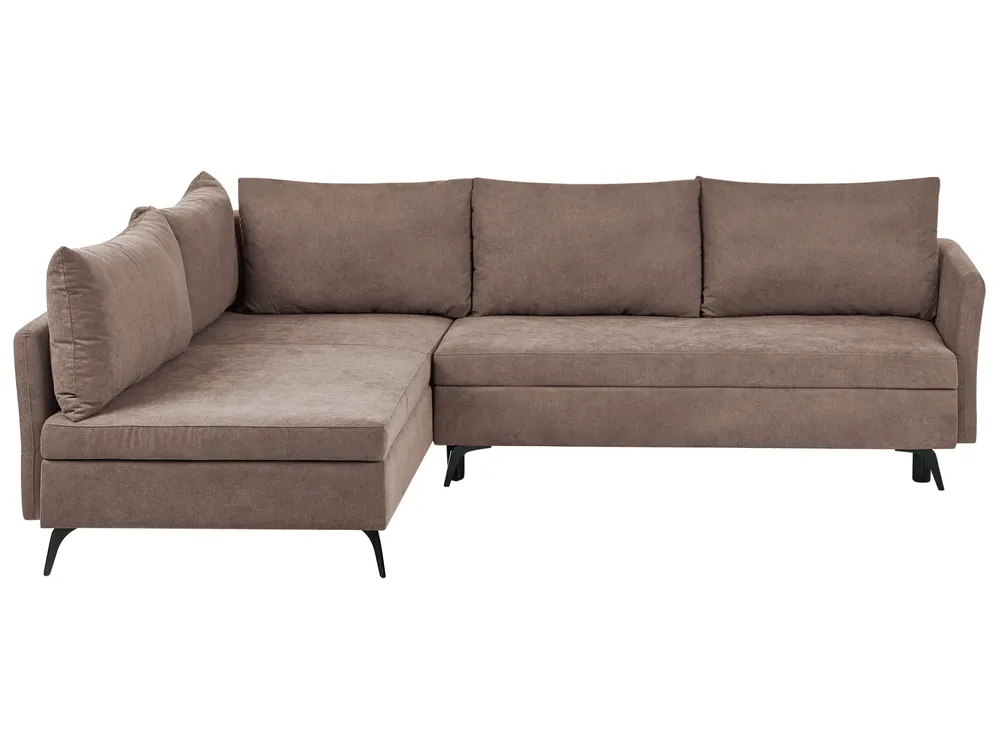 Eckschlafsofa 3-Sitzer KOGE mit Stauraum Stoff Braun rechtsseitig