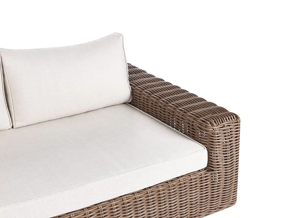 Garten Ecksofa mit Ottomane 6-Sitzer PALERMO modular Polyrattan Braun_927920