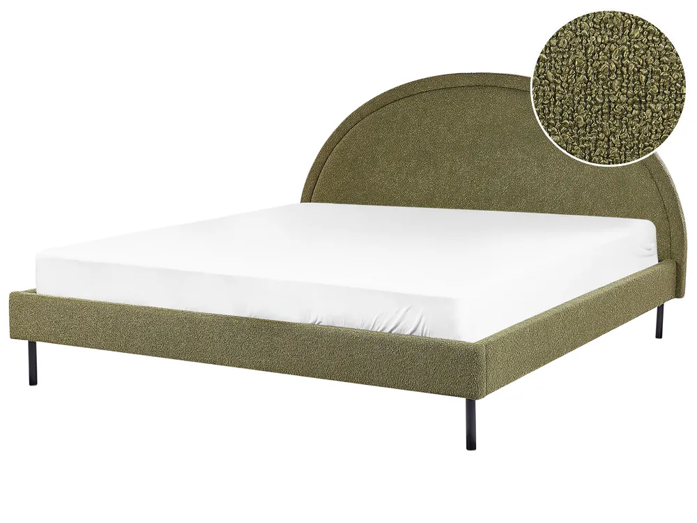 Bed Boucle MARGUT 180 x 200 cm (EU Super King) Olive Green
