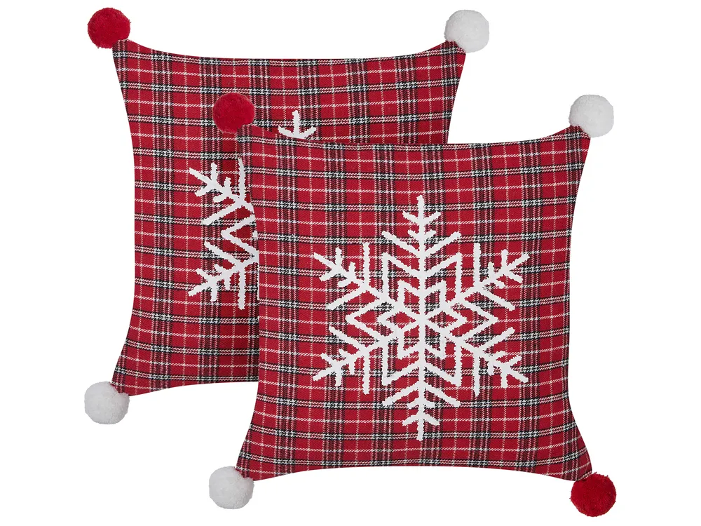 Dekokissen 2er Set LONICERA 45 x 45 cm Rot Weihnachtsmotiv