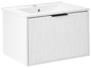 Wandmontierter Waschbeckenunterschrank mit Waschbecken mit schwarzem Griff TILCARA Weiß_1005973