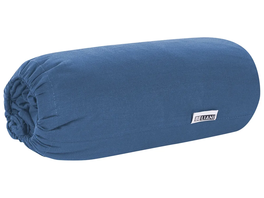 Spannbettlaken JANBU 90 x 200 cm Baumwolle Marineblau_845240