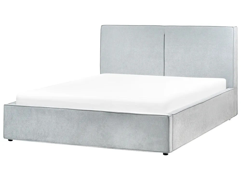 Bett mit Stauraum MOISSAC Chenillegewebe Hellblau 160 x 200 cm_980954