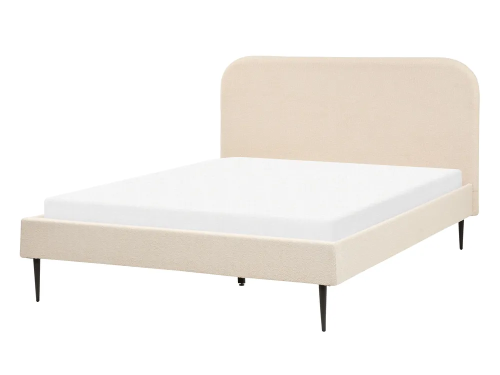 Bed Boucle FLAYAT 140 x 200 cm (EU Double) Light Beige_887313