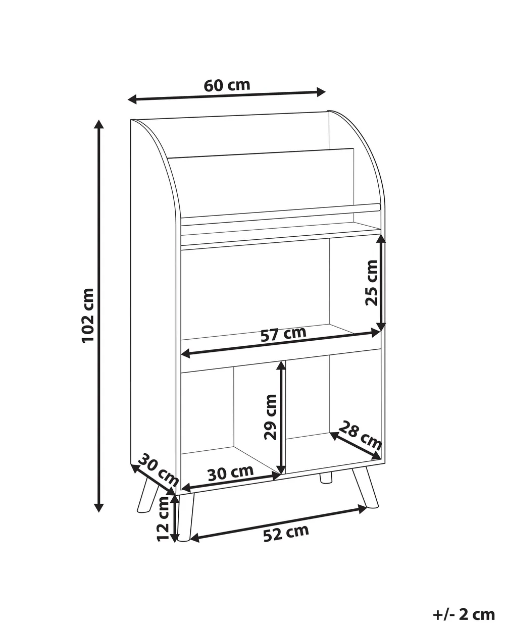 Bücherregal mit 3 Ebenen LILOET 102 cm Pastellrosa_950050